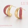 ARETES BICOLOR ROSA Y DORADO - Imagen 2