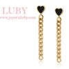 ARETES LARGOS CORAZON NEGRO