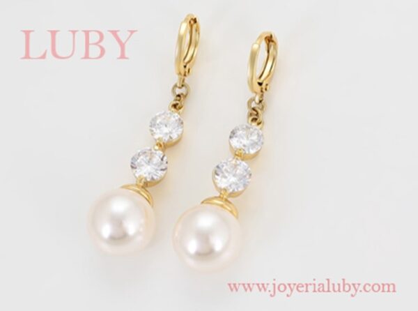 ARETES PERLA COLGANTE - Imagen 2