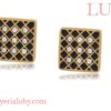 ARETES CUADROS BICOLOR