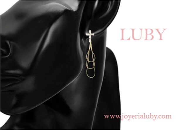 ARETES LARGO CRUZ LASO - Imagen 3