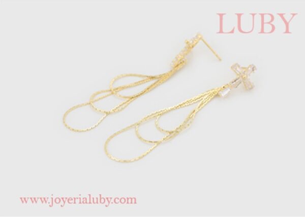 ARETES LARGO CRUZ LASO - Imagen 2