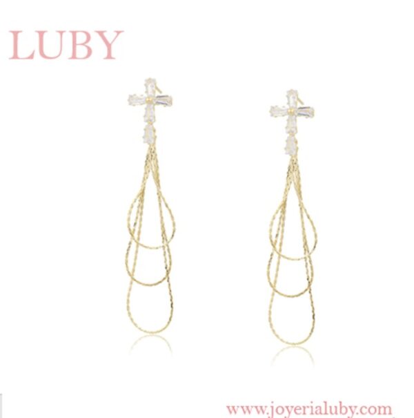 ARETES LARGO CRUZ LASO