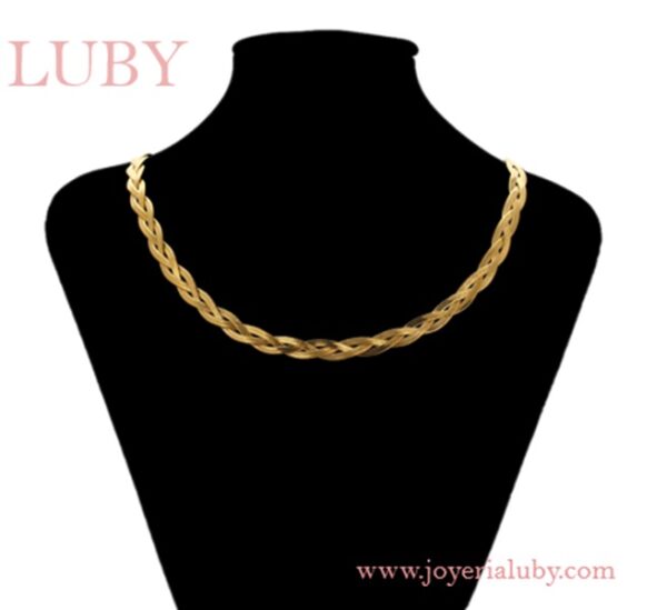 COLLAR TRENZADO 3 NIVELES 14K - Imagen 3