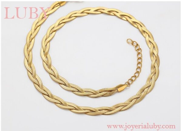 COLLAR TRENZADO 3 NIVELES 14K - Imagen 2
