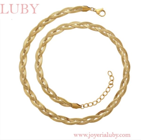 COLLAR TRENZADO 3 NIVELES 14K