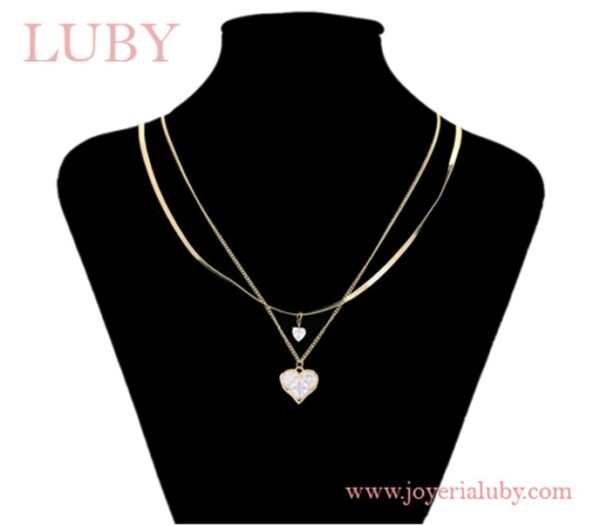COLLAR DE DOBLE CORAZON BRILLANTE - Imagen 3