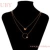 COLLAR DOBLE CON CIRCULO Y MARIPOSAS ROSAS - Imagen 3