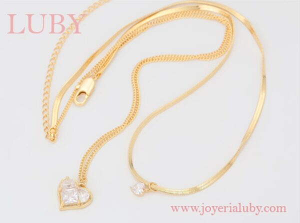 COLLAR DE DOBLE CORAZON BRILLANTE - Imagen 2
