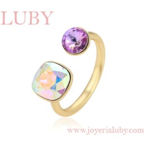 ANILLO DOBLE FIGURA SWAROVSKI-MORADO