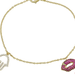 PULSERA DELGADA CHARMS BESO/HAMSA