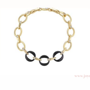 PULSERA CADENA  BLACK AND GOLD