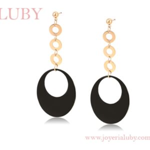 ARETES COLGANTES OVALO NEGRO ELEGANTE