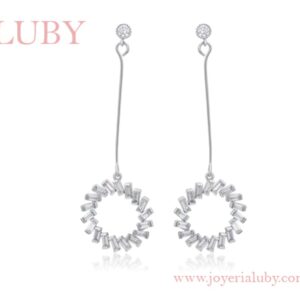 ARETES COLGANTES CíRCULO SILUETA CRISTALES UNIDOS