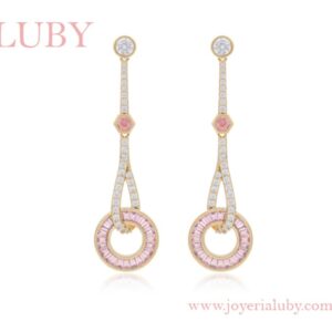ARETES COLGANTES TONO ROSA ARO BRILLANTE