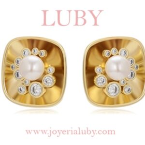 ARETES CUADRO PERLA Y ZIRCONIAS