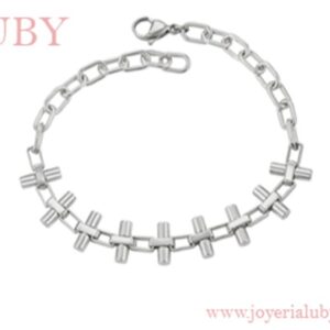 PULSERA PEQUEÑOS CILINDROS PLATINADOS