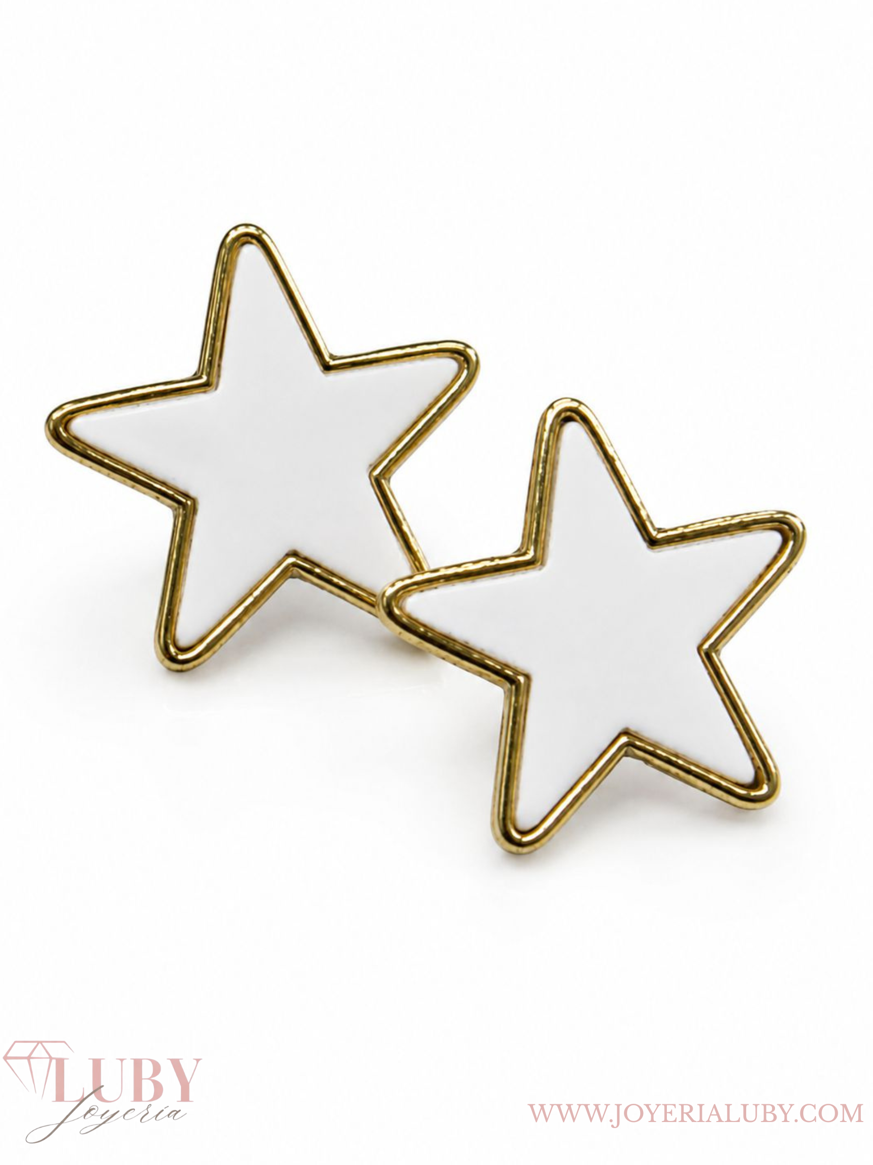 ARETES ESTRELLA BLANCA DORADA
