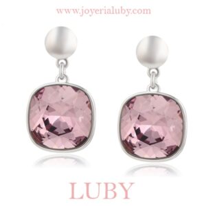 ARETES COLGANTES ROSA PASTEL CRISTALINO