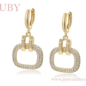 ARETES COLGANTES CUADRO SILUETA ZIRCONIAS