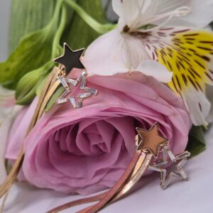 ARETES LARGOS DOBLE ESTRELLA FUGAZ