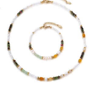 JUEGO DE COLLAR Y PULSERA PIEDRA NATURAL