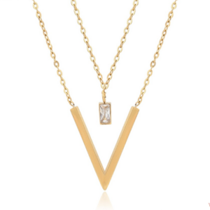 COLLAR ZIRCONIA COLGANTE "V" ELEGANTE