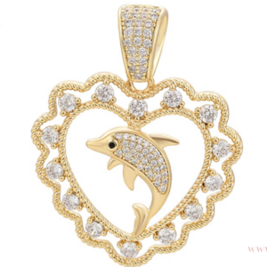 DIJE DELFÍN EN CORAZÓN BRILLANTE