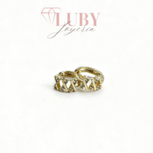 ARETES HUGGIES CRUZADO BRILLANTE EN "X"