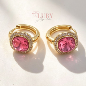 ARRACADAS CON PIEDRA ROSA
