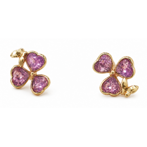 ARETE TREBOL PIEDRA ROSA