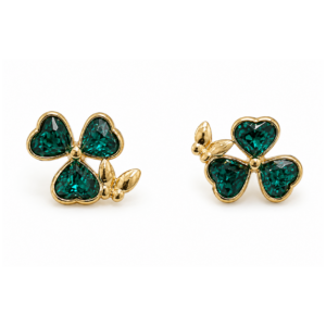 ARETES TREBOL PIEDRA VERDE