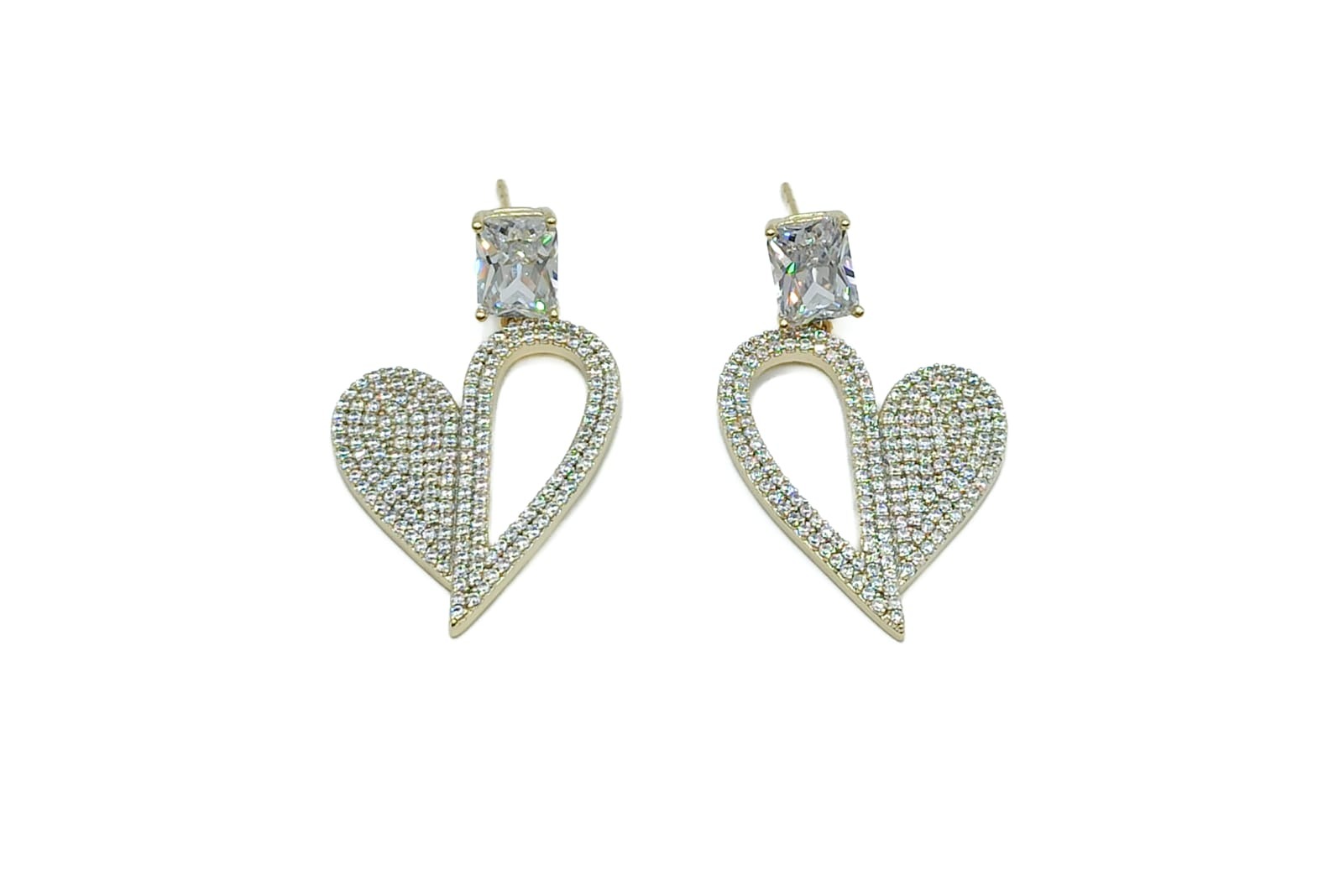 ARETES COLGANTES CORAZÓN ZIRCONIAS