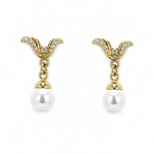 ARETES COLA DE SIRENA CON PERLA COLGANTE